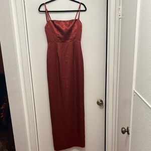 Azazie Rust Satin bridesmaid Dress